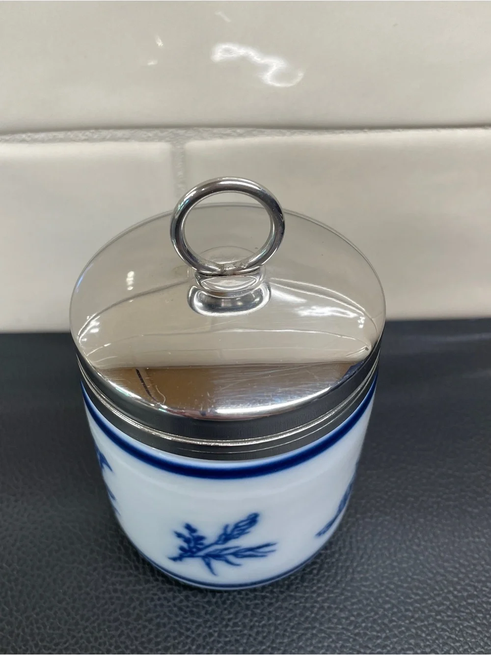 Williams Sonoma French Floral Blue and White Double Egg Coddler